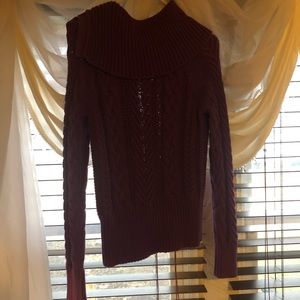 Cable knit sweater, plum purple